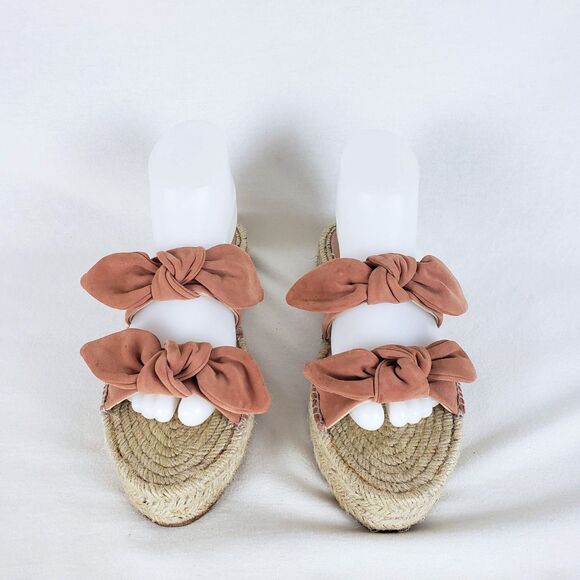 Loeffler Randall Espadrille Platform Slide Sandals Womens 38 Brown Suede Boho - Picture 1 of 12